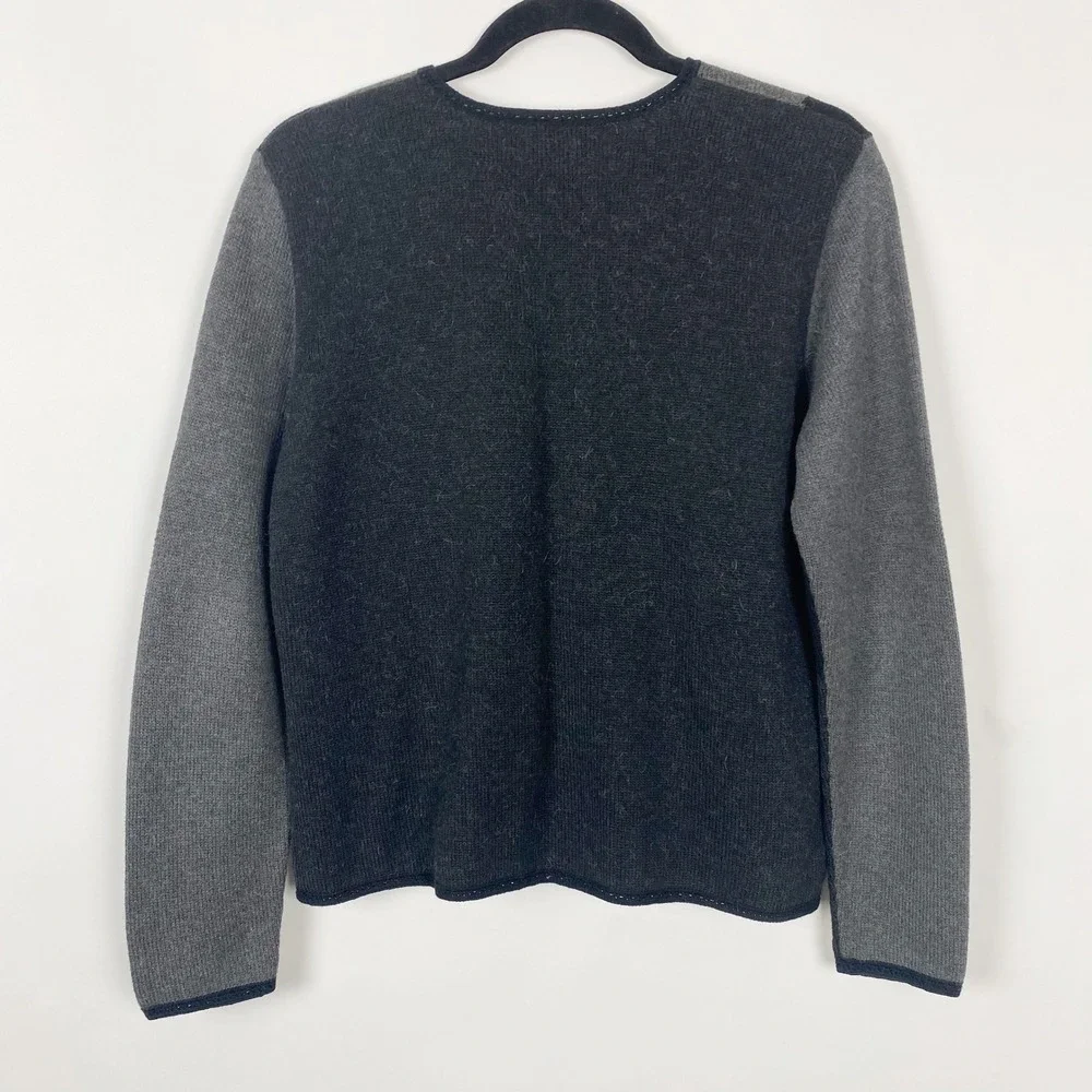 Vtg Talbots Alpaca Blend Geometric Intarsia‎ Full Zip Cardigan Sweater Women M